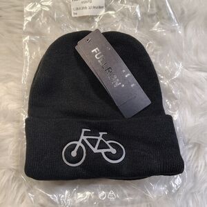 Fullron Black Cuffed Beanie Cap W Bicycle Logo NWTS